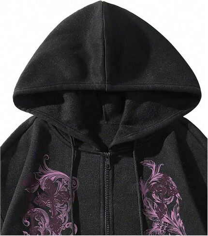 SOLY HUX Men's Y2k Zip Up Hoodie Gothic Print Hooded Sweatshirt Retro Jacket Outerwear Streetwear in Saudi Arabia