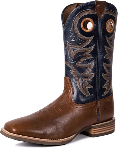 Men’s Western Cowboy Boots, Fashionable Embroidered Full Grain Leather, Square Toe Pull-On, 4-Layer Composite Sole, Slip-Resistant Work & Riding Boots (PLT103604) in Kuwait