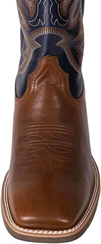 Men’s Western Cowboy Boots, Fashionable Embroidered Full Grain Leather, Square Toe Pull-On, 4-Layer Composite Sole, Slip-Resistant Work & Riding Boots (PLT103604) in Kuwait