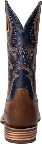 Men’s Western Cowboy Boots, Fashionable Embroidered Full Grain Leather, Square Toe Pull-On, 4-Layer Composite Sole, Slip-Resistant Work & Riding Boots (PLT103604) in Kuwait