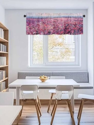 Valance Curtain Flowers Brushwork Spring Pastoral Small Window Curtain Light Filtering Valance for Living Room Bedoom 3 Inch Rod Pocket Window Valance 42" x 18"L in Saudi Arabia
