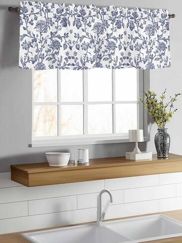 SLXM17297 Window Valance, 54x18 Inch Rod Pocket Valance Curtains for Bedroom & Living Room, CLIAHAU Kitchen Valances, 1 Panel Valances for Windows Home Décor, Easy to Install in Saudi Arabia