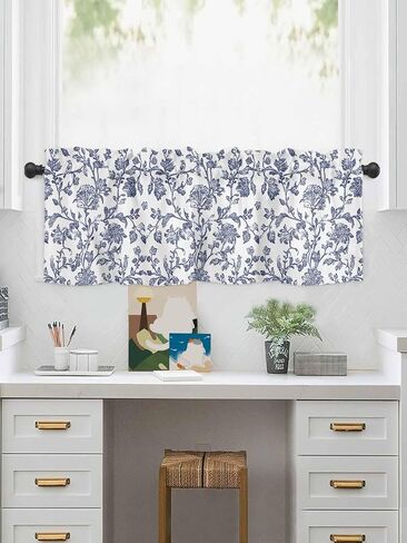 SLXM17297 Window Valance, 54x18 Inch Rod Pocket Valance Curtains for Bedroom & Living Room, CLIAHAU Kitchen Valances, 1 Panel Valances for Windows Home Décor, Easy to Install in Saudi Arabia