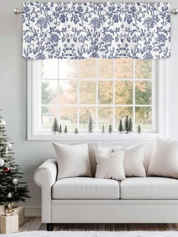 SLXM17297 Window Valance, 54x18 Inch Rod Pocket Valance Curtains for Bedroom & Living Room, CLIAHAU Kitchen Valances, 1 Panel Valances for Windows Home Décor, Easy to Install in Saudi Arabia