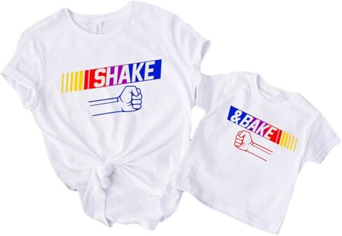 Personalised Shake and Bake Matching Shirts Set for Dad and Baby,Father Son Tshirt Set,Dad and Baby Matching Shirts,Funny, Daddy and Me Outfits,1st Father's Day White,Black in Saudi Arabia