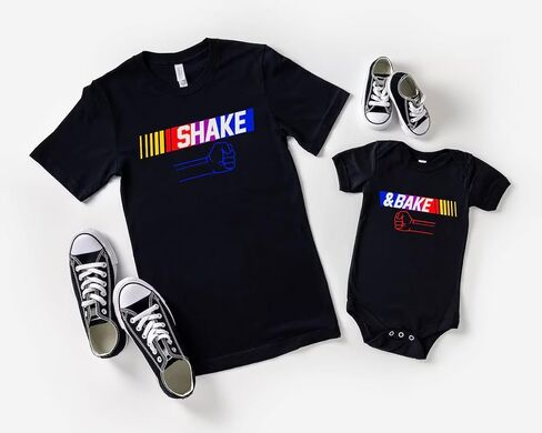 Personalised Shake and Bake Matching Shirts Set for Dad and Baby,Father Son Tshirt Set,Dad and Baby Matching Shirts,Funny, Daddy and Me Outfits,1st Father's Day White,Black in Saudi Arabia