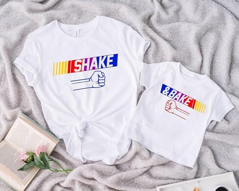 Personalised Shake and Bake Matching Shirts Set for Dad and Baby,Father Son Tshirt Set,Dad and Baby Matching Shirts,Funny, Daddy and Me Outfits,1st Father's Day White,Black in Saudi Arabia