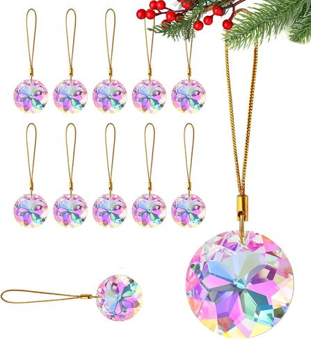 Glass Ornaments Colorful Crystal Prisms Flower Decorations,Hanging Ornaments for Mother's Day Birthday Party Home Decor (12pcs, 1.2inch) in Saudi Arabia
