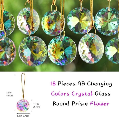 Glass Ornaments Colorful Crystal Prisms Flower Decorations,Hanging Ornaments for Mother's Day Birthday Party Home Decor (12pcs, 1.2inch) in Saudi Arabia