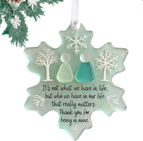 (1pcs) Snowflake-Shaped Sea Glass Friendship Decor, Handcrafted Sea Glass Ornament, Timeless Friendship Keepsake Christmas Decoration, Wall Art Hanging Ornament for Friends in Saudi Arabia