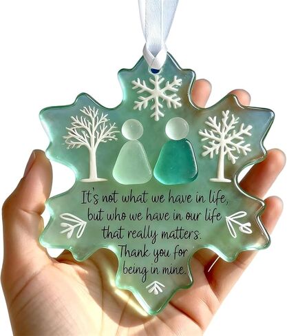 (1pcs) Snowflake-Shaped Sea Glass Friendship Decor, Handcrafted Sea Glass Ornament, Timeless Friendship Keepsake Christmas Decoration, Wall Art Hanging Ornament for Friends in Saudi Arabia
