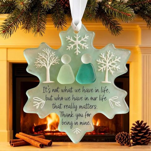 (1pcs) Snowflake-Shaped Sea Glass Friendship Decor, Handcrafted Sea Glass Ornament, Timeless Friendship Keepsake Christmas Decoration, Wall Art Hanging Ornament for Friends in Saudi Arabia