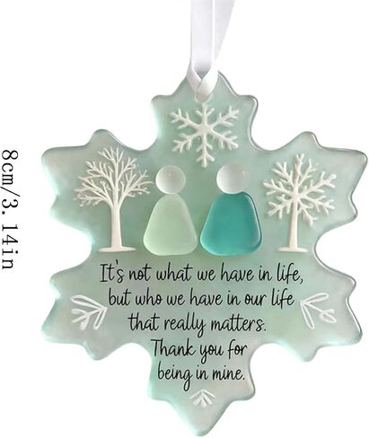 (1pcs) Snowflake-Shaped Sea Glass Friendship Decor, Handcrafted Sea Glass Ornament, Timeless Friendship Keepsake Christmas Decoration, Wall Art Hanging Ornament for Friends in Saudi Arabia