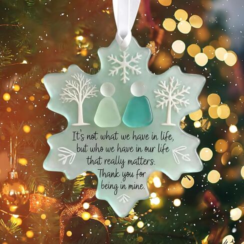 (1pcs) Snowflake-Shaped Sea Glass Friendship Decor, Handcrafted Sea Glass Ornament, Timeless Friendship Keepsake Christmas Decoration, Wall Art Hanging Ornament for Friends in Saudi Arabia