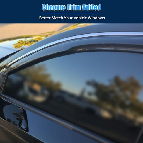 FREEMOTOR802 Tape-on Window Visors Sun Rain Guards, Fit for 2018-2025 Honda Accord 10th 11th Gen, Mugen Style Smoke Tinted with Chrome Trim Acrylic 4 PCS Car Side Window Wind Deflectors Vent Visors in Saudi Arabia