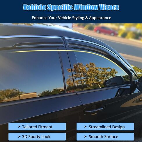 FREEMOTOR802 Tape-on Window Visors Sun Rain Guards, Fit for 2018-2025 Honda Accord 10th 11th Gen, Mugen Style Smoke Tinted with Chrome Trim Acrylic 4 PCS Car Side Window Wind Deflectors Vent Visors in Saudi Arabia