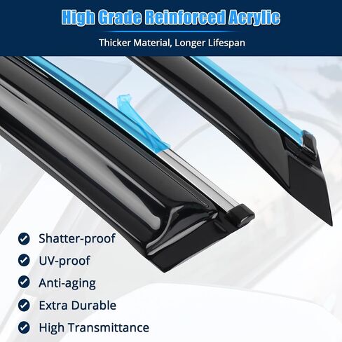 FREEMOTOR802 Tape-on Window Visors Sun Rain Guards, Fit for 2018-2025 Honda Accord 10th 11th Gen, Mugen Style Smoke Tinted with Chrome Trim Acrylic 4 PCS Car Side Window Wind Deflectors Vent Visors in Saudi Arabia
