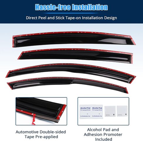 FREEMOTOR802 Tape-on Window Visors Sun Rain Guards, Fit for 2018-2025 Honda Accord 10th 11th Gen, Mugen Style Smoke Tinted with Chrome Trim Acrylic 4 PCS Car Side Window Wind Deflectors Vent Visors in Saudi Arabia