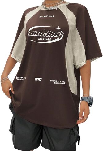 SOLY HUX Women's Graphic Tees Y2k Oversized T Shirt Jersey Streetwear Shirts Vintage Summer Tops in Saudi Arabia