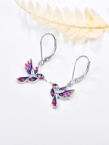 Dreamboat Hummingbird Bird Dangle Drop Earrings for Women 925 Sterling Silver Enamel Lever back Jewelry Gifts for Hummingbirds Lovers in Saudi Arabia