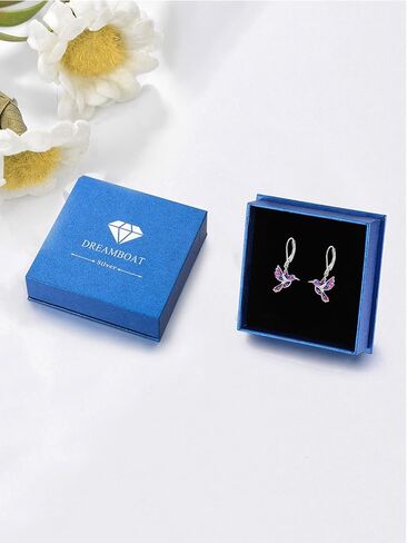 Dreamboat Hummingbird Bird Dangle Drop Earrings for Women 925 Sterling Silver Enamel Lever back Jewelry Gifts for Hummingbirds Lovers in Saudi Arabia