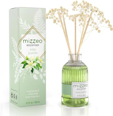MIZZEO Reed Diffuser Set, Ocean Beach 6.76 fl oz Highly Scented Room Diffuser Home Fragrance Essential Oil Reed Flower Diffuser, House Bedroom Office Decor & Gifts in Kuwait