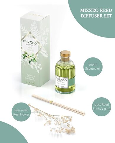 MIZZEO Reed Diffuser Set, Ocean Beach 6.76 fl oz Highly Scented Room Diffuser Home Fragrance Essential Oil Reed Flower Diffuser, House Bedroom Office Decor & Gifts in Kuwait