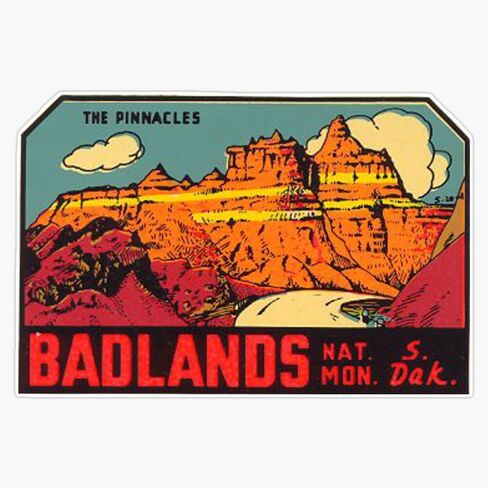 Magnet Badlands National Park -The Pinnacles- Vintage Travel Decal Magnet Vinyl Decal Sticker 5" in Saudi Arabia