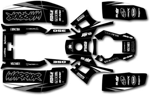 Black and Grey Shift Racing Graphic kit fits Yamaha Warrior 350 87-04 electric start in Saudi Arabia