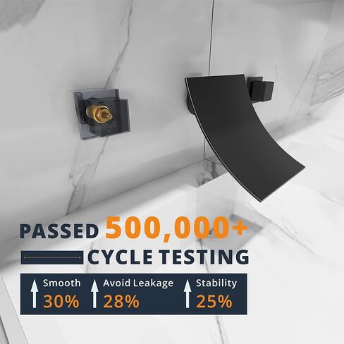 Wall Mount Bathroom Faucet Waterfall Bathroom Sink Faucet with 2 Handles, Widespread 3 Holes Wall Mounted Faucet for Vanity Vessel, Matte Black in Kuwait