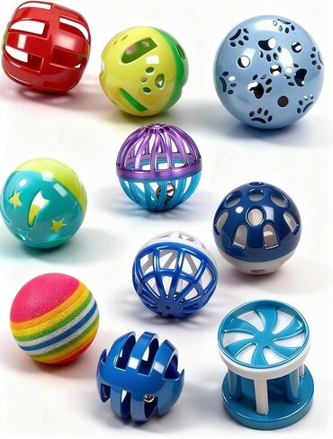 10 قطع من كرة لعبة القطط الكبيرة مقاس 1.5 بوصة ~ 2.2 بوصة مع جرس، وكرات جلجل شبكية بلاستيكية، لجميع أحجام السلالات in Kuwait