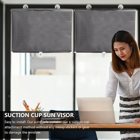 Blackout Blind Shade with Suction Cups -Perforated Sunshade Blackout Shades Roller Temporary Blinds Portable Window Cover Curtain for Doors and Window (125x58cm) in Saudi Arabia