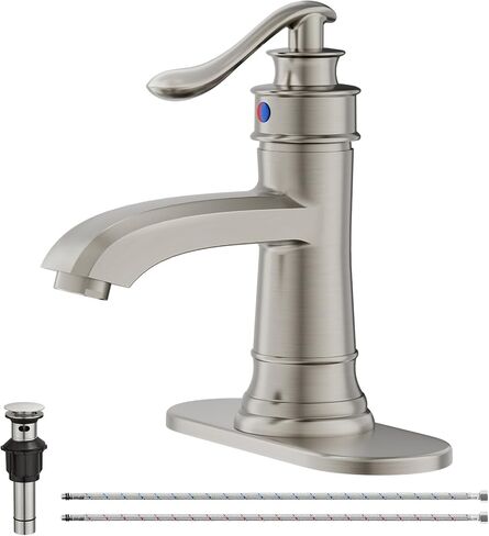 Bathroom Sink Faucet Oil Rubbed Bronze, Farmhouse Bathroom Faucet, Single Hole Bathroom Faucet, Single Handle Vintage Rustic Vanity Lavatory with Pop Up Drain with Overflow in Saudi Arabia