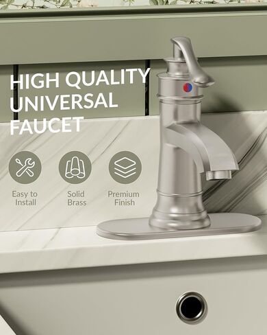Bathroom Sink Faucet Oil Rubbed Bronze, Farmhouse Bathroom Faucet, Single Hole Bathroom Faucet, Single Handle Vintage Rustic Vanity Lavatory with Pop Up Drain with Overflow in Saudi Arabia