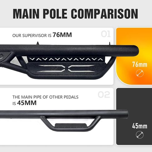 Running Boards SuperCrew Cab Compatible for 2015-2025 Ford F150 & 2017-2025 Ford F250 F350 Super Duty Crew Cab Side Step, Two Stairs Design Side Bars Nerf Bar (4 Full Size Door, Star Logo) in Kuwait