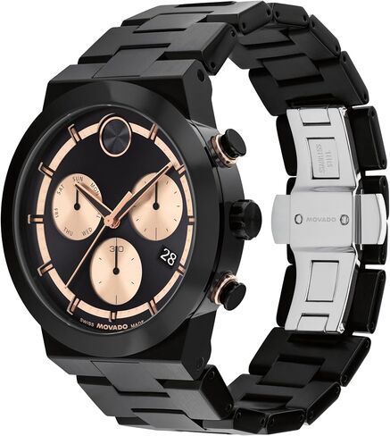 Movado Bold Fusion Men's Watch - Swiss Quartz Chronograph Movement, Stainless Steel Link Bracelet - 5 ATM Water Resistance - Luxury Fashion Timepiece for Him - 44mm in Saudi Arabia