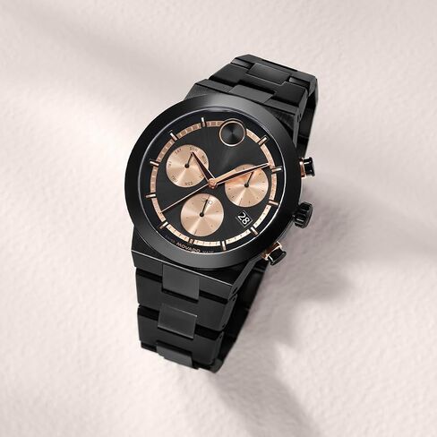 Movado Bold Fusion Men's Watch - Swiss Quartz Chronograph Movement, Stainless Steel Link Bracelet - 5 ATM Water Resistance - Luxury Fashion Timepiece for Him - 44mm in Saudi Arabia