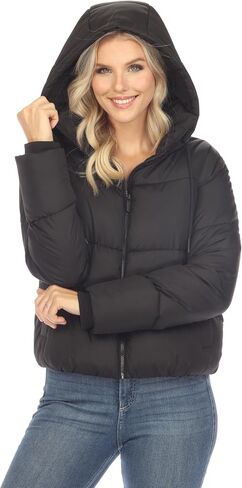 white mark Women's Full Front Zip Hooded Bomber Puffer Jacket in Kuwait