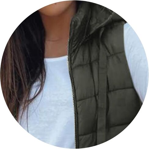 Women Long Puffer Vest Quilted Padded Warm Coat Zip Up Sleeveless Hooded Jackets Casual Puffy Jacket Winter Hoodies in Saudi Arabia