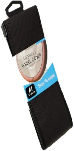Black Steering Wheel Cover Leather - Universal Auto Car Accessories Breathable Stretchable Thin Rubber Interior for Men for Women 15 Inch (Black) in Saudi Arabia