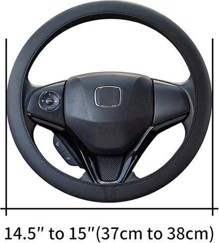 Black Steering Wheel Cover Leather - Universal Auto Car Accessories Breathable Stretchable Thin Rubber Interior for Men for Women 15 Inch (Black) in Saudi Arabia