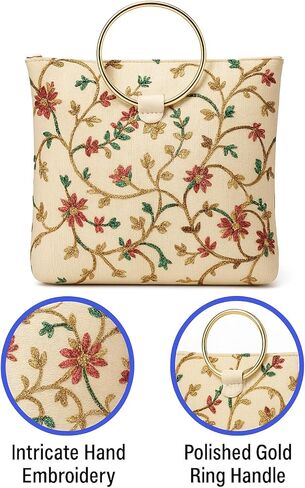 حقيبة كروس هندية عرقية للنساء | مصنوع يدويًا، مطرز، مثالي لحفلات الزفاف والمناسبات الخاصة in Kuwait