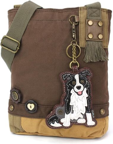 CHALA Patch Cross-Body Women Handbag, Canvas Messenger Bag - Dark Brown in Saudi Arabia