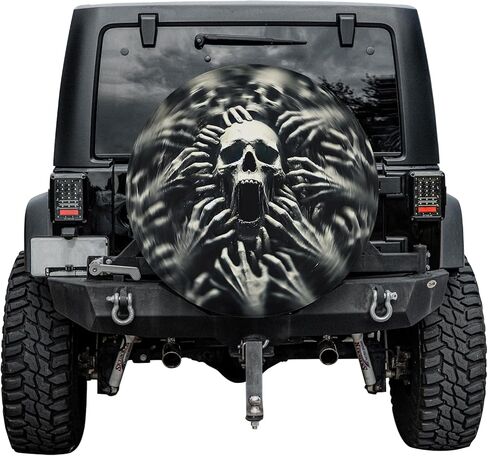 ThuhaTree Store Zombie Skull Horror Halloween Spare Tire Cover with Or Without Backup Camera Hole, Skull Tire Cover (Style 2) in Saudi Arabia