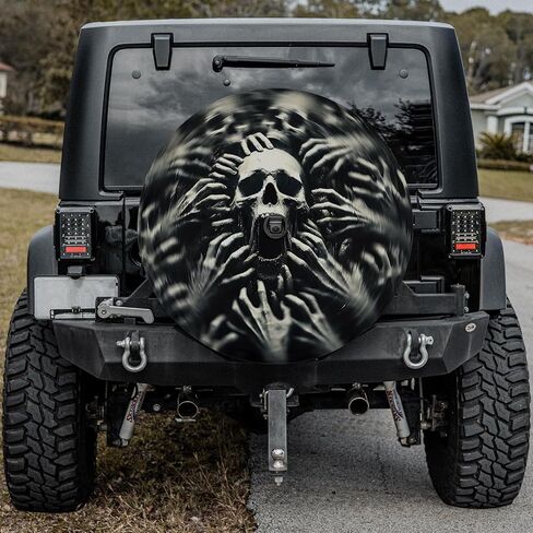 ThuhaTree Store Zombie Skull Horror Halloween Spare Tire Cover with Or Without Backup Camera Hole, Skull Tire Cover (Style 2) in Saudi Arabia
