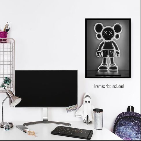 Streetwear Fashion Room Decor (UNFRAMED 12 x 16) Michael Jordan Shoes Sneaker Poster Sneakerhead Posters Air Jordans Teen Boy Room Girl Room Wall Art Prints Bedroom, Dorm, Desk - Black & White Neon K in Saudi Arabia