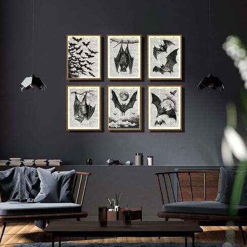 6Pcs Black Raven Wall Art Dark Academia Wall Decor Pictures Victorian Gothic Crow Canvas Posters Prints for Living Room Bedroom Decoration Unframed (8x10in) in Saudi Arabia