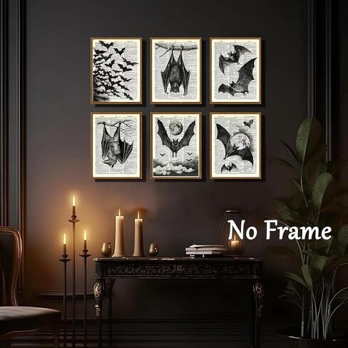 6Pcs Black Raven Wall Art Dark Academia Wall Decor Pictures Victorian Gothic Crow Canvas Posters Prints for Living Room Bedroom Decoration Unframed (8x10in) in Saudi Arabia