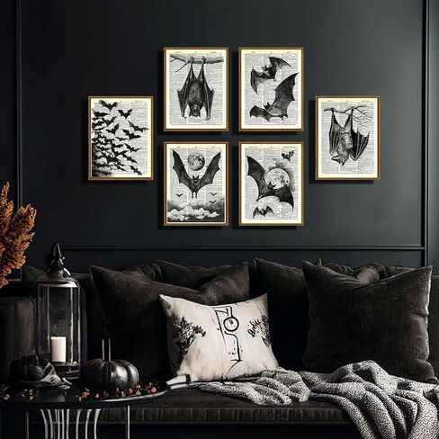 6Pcs Black Raven Wall Art Dark Academia Wall Decor Pictures Victorian Gothic Crow Canvas Posters Prints for Living Room Bedroom Decoration Unframed (8x10in) in Saudi Arabia