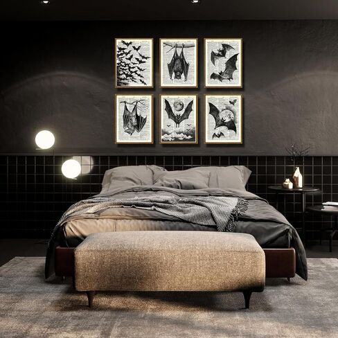 6Pcs Black Raven Wall Art Dark Academia Wall Decor Pictures Victorian Gothic Crow Canvas Posters Prints for Living Room Bedroom Decoration Unframed (8x10in) in Saudi Arabia